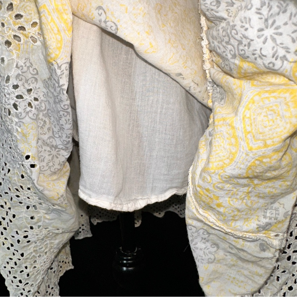 Rachel Zoe Dress Sz Sm? Yellow Eyelet Lace Detail Midi Prairie Cottage Core Boho - Picture 6 of 14